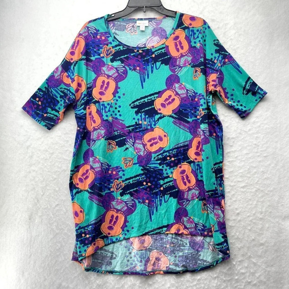 LulaRoe Disney Shirt Womens Sz M Green Purple Irma Minnie Mouse Round Neck Tunic - Picture 1 of 9